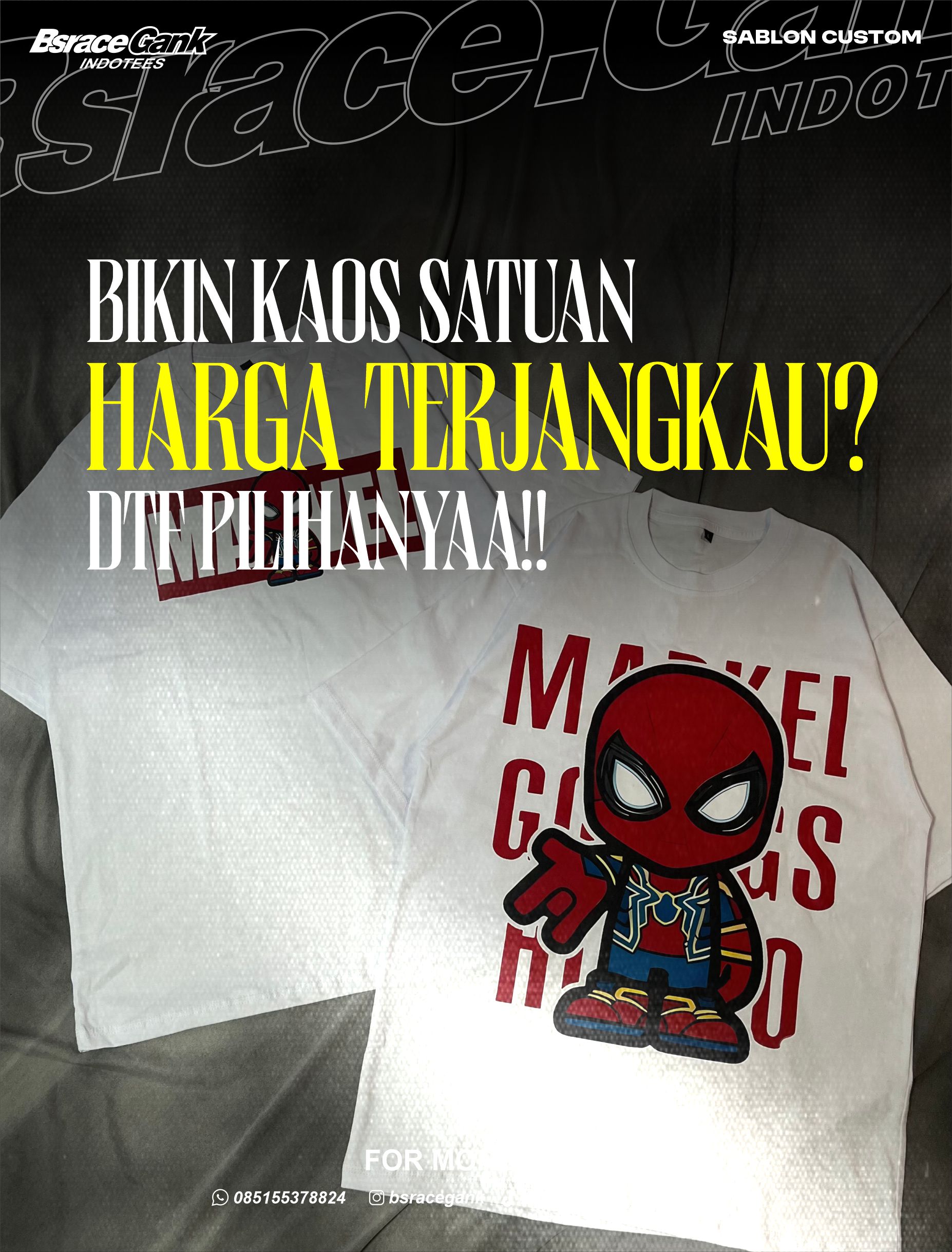 Cetak DTF kaos satuan